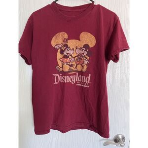 Disney Parks Mickey Minnie Mouse Maroon Retro Style T Shirt Womens Size Medium M